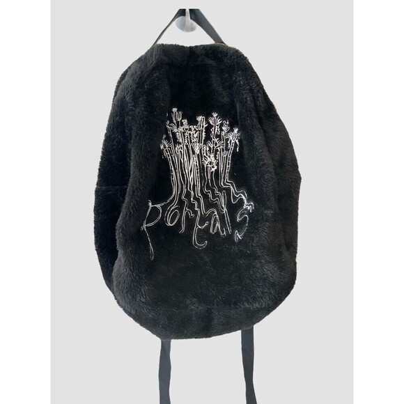 Source Unknown Handbags - Melanie Martinez Portals Embroidered Fuzzy Backpack Adjustable Straps Gold Zip